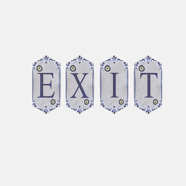 old stone exit sign 02 3D Модель .c4d .max .obj .3ds .fbx .stl .blend 