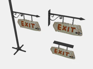 old stone exit sign 02 3D Model