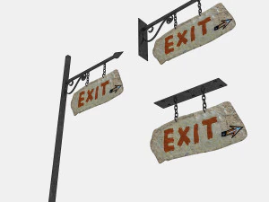 old stone exit sign 02 3D Model