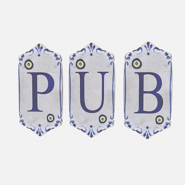 old stone pub sign 3D 모델 .c4d .max .obj .3ds .fbx .stl .blend 