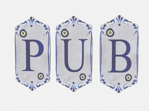 old stone pub sign 3D Model