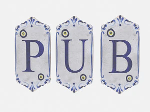 старая каменная вывеска паба 3D Модель