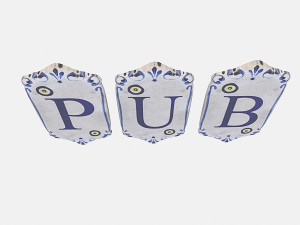 old stone pub sign 3D 모델