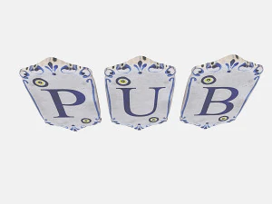 old stone pub sign 3D Model