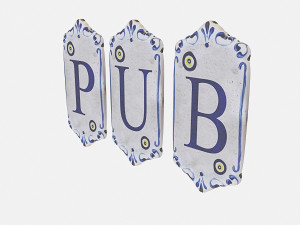 old stone pub sign 3D 모델