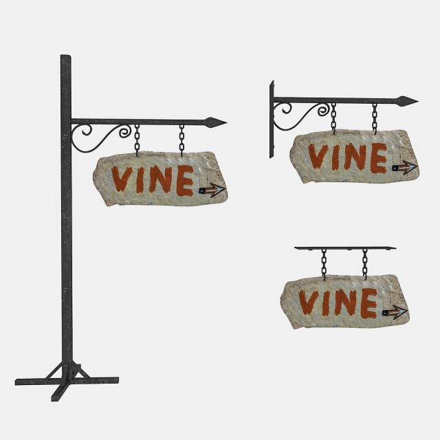 old stone vine sign 02 3D Model .c4d .max .obj .3ds .fbx .stl .blend 