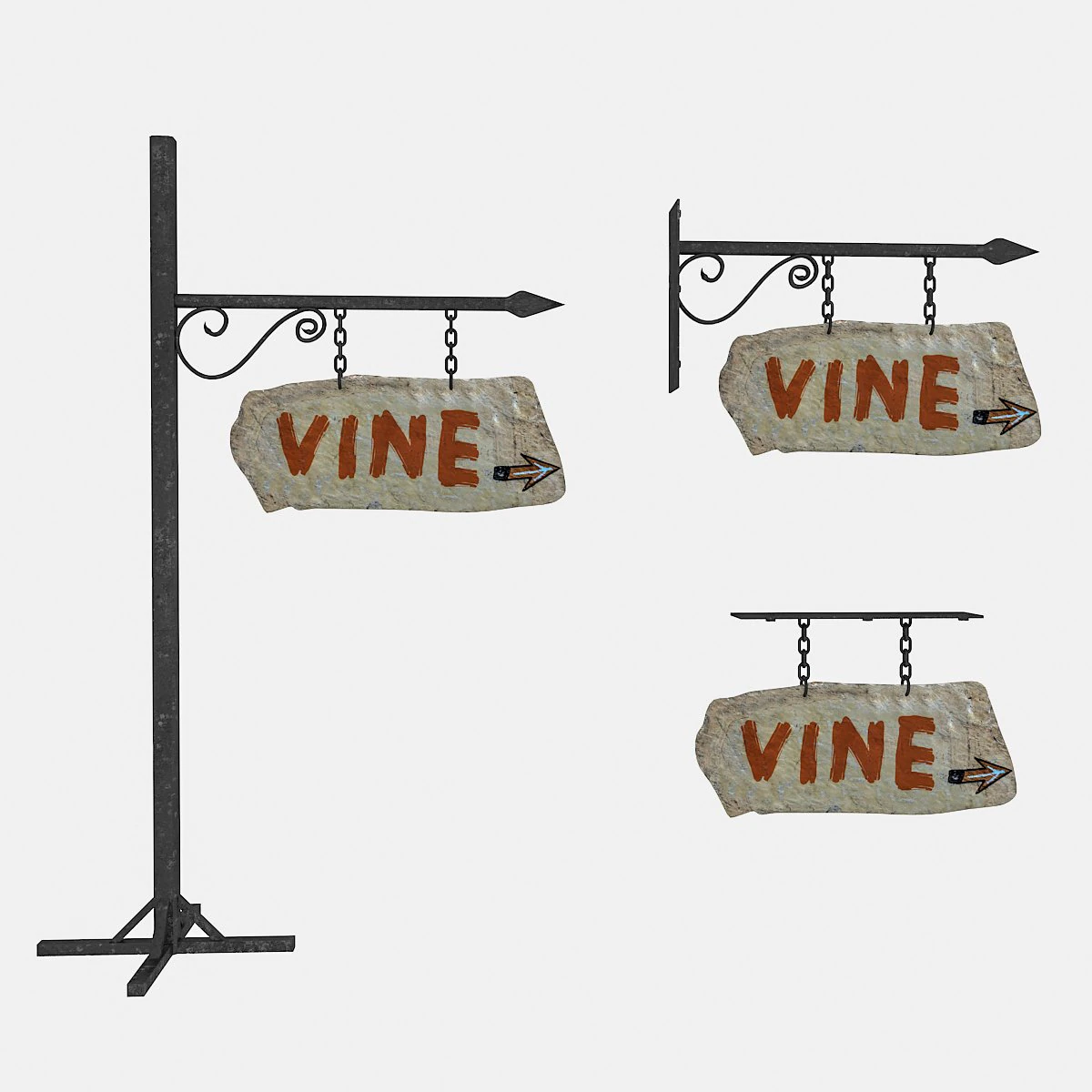 old stone vine sign 02 3D Model .c4d .max .obj .3ds .fbx .stl .blend