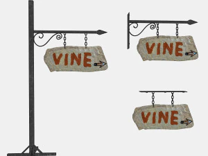 오래된 돌 덩굴 기호 02 3D 모델