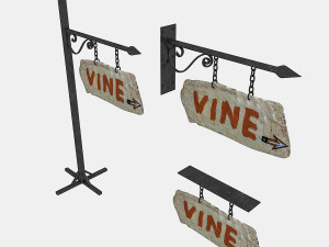 old stone vine sign 02 3D Model