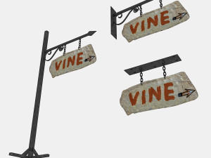 old stone vine sign 02 3D Model