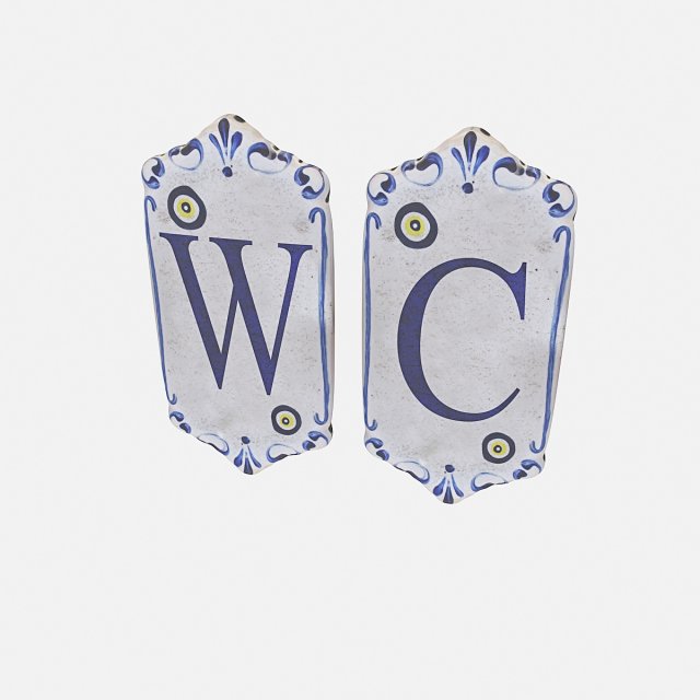old stone wc sign 3D Model .c4d .max .obj .3ds .fbx .stl .blend 