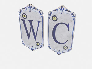 오래된 돌 화장실 표시 3D 모델