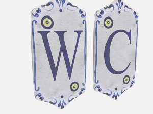 old stone wc sign 3D Model