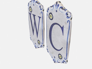 old stone wc sign 3D Model