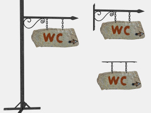 old stone wc sign 02 3D Model