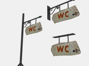old stone wc sign 02 3D Model