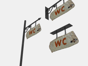 old stone wc sign 02 3D Model