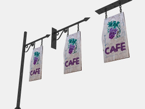 old woodden cafe sign 3D मॉडल
