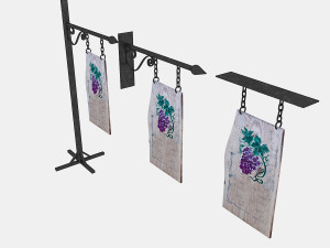 3d old woodden emty sign model Model 3D