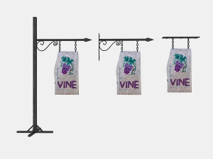 old woodden vine sign 3D 모델