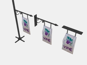 old woodden vine sign 3D Модель