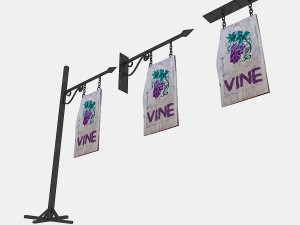 old woodden vine sign 3D Модель