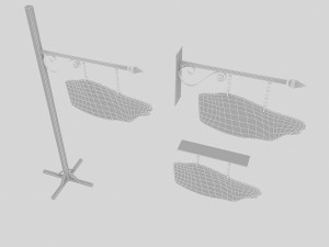 3d old wooden bar sign 02 model 3D Model