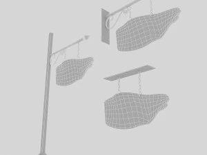 old wooden beach sign 02 3D Model