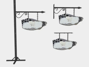 old wooden emty sign 02 3D Model