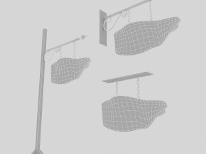 old wooden emty sign 02 3D Model