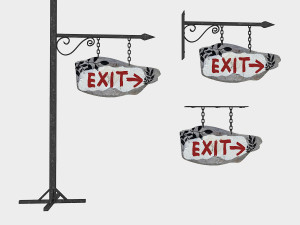 old wooden exit sign 02 3D Model