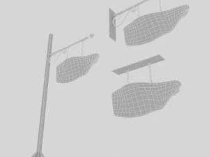 old wooden exit sign 02 3D Model