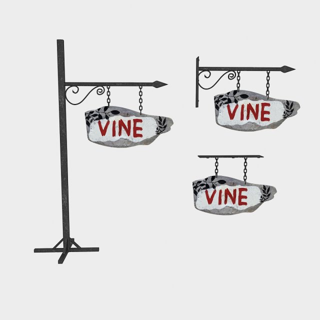 old wooden vine sign 02 3D मॉडल .c4d .max .obj .3ds .fbx .stl .blend 
