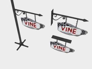 old wooden vine sign 02 3D मॉडल