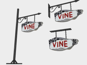 old wooden vine sign 02 3D मॉडल