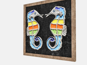 seahorse relief table Modello 3D