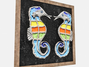 seahorse relief table Modello 3D
