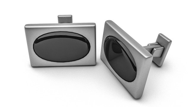 the silver cufflink Modello 3D .c4d .max .obj .3ds .fbx .stl .blend 