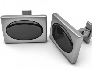 the silver cufflink 3D Model