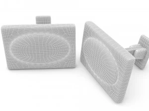 the silver cufflink 3D Model
