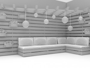 the wooden garden corner set Model 3D