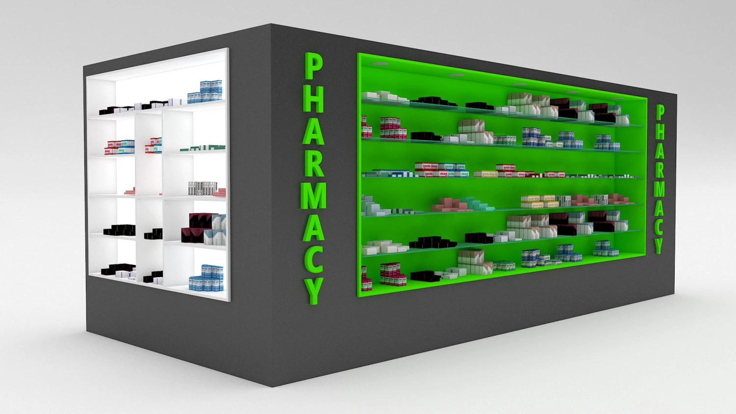 pharmacy decorative medicine cabinet 3D Model .c4d .max .obj .3ds .fbx .stl .blend
