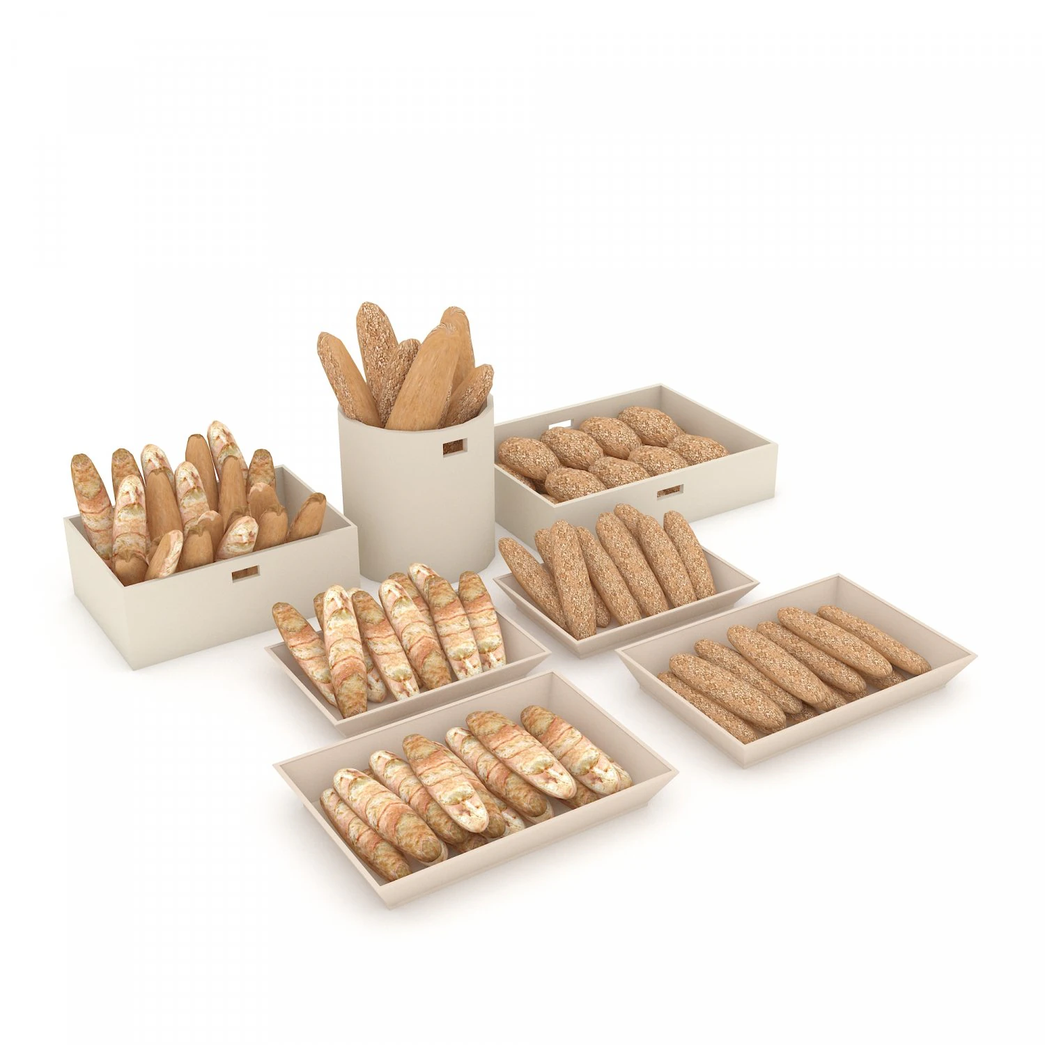 3d bread types 02 model 3D Model .c4d .max .obj .3ds .fbx .stl .blend 