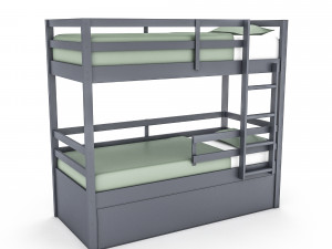 3d modern wooden bunk bed Modelo 3D