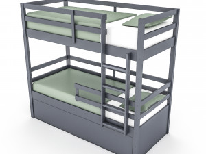 3d modern wooden bunk bed 3D 模型