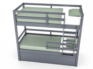 3d modern wooden bunk bed 3D Model