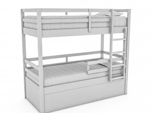 3d modern wooden bunk bed 3D Model
