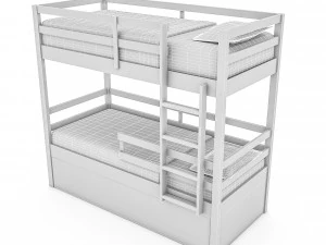 3d modern wooden bunk bed 3D Model