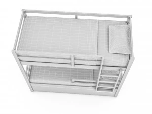 3d modern wooden bunk bed 3D Model
