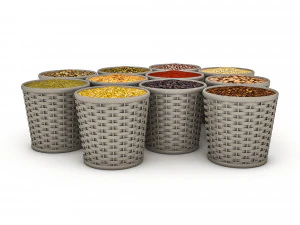 baskets of dried legumes 3D Model